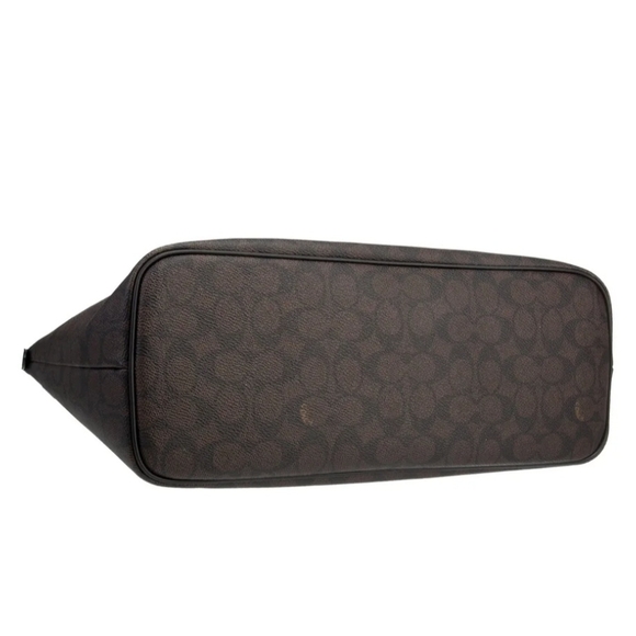 Coach Dark Brown Signature Canvas Tote with Black Leather Straps - Picture 5 of 7